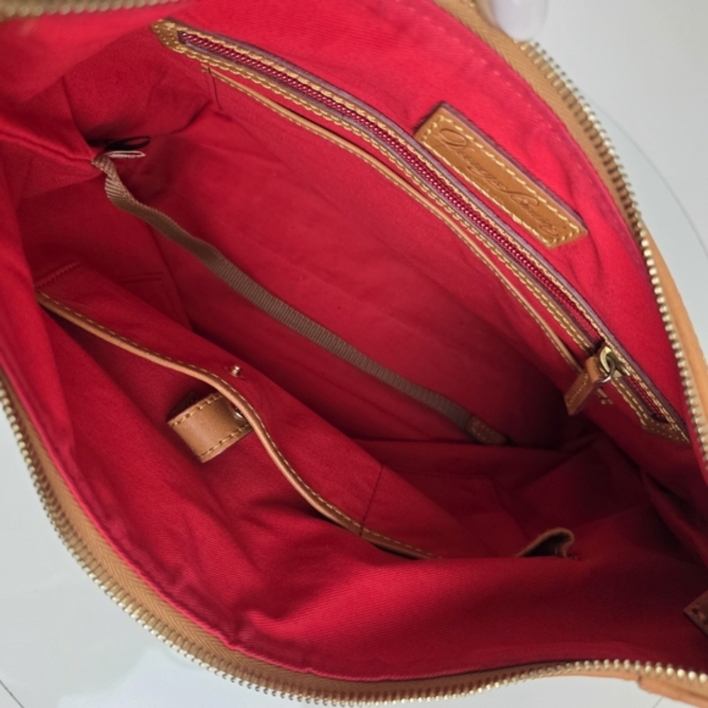Dooney & Bourke Red Suede Hobo Shoulder Bag‎ Leather Tan Purse Classic - Picture 13 of 16